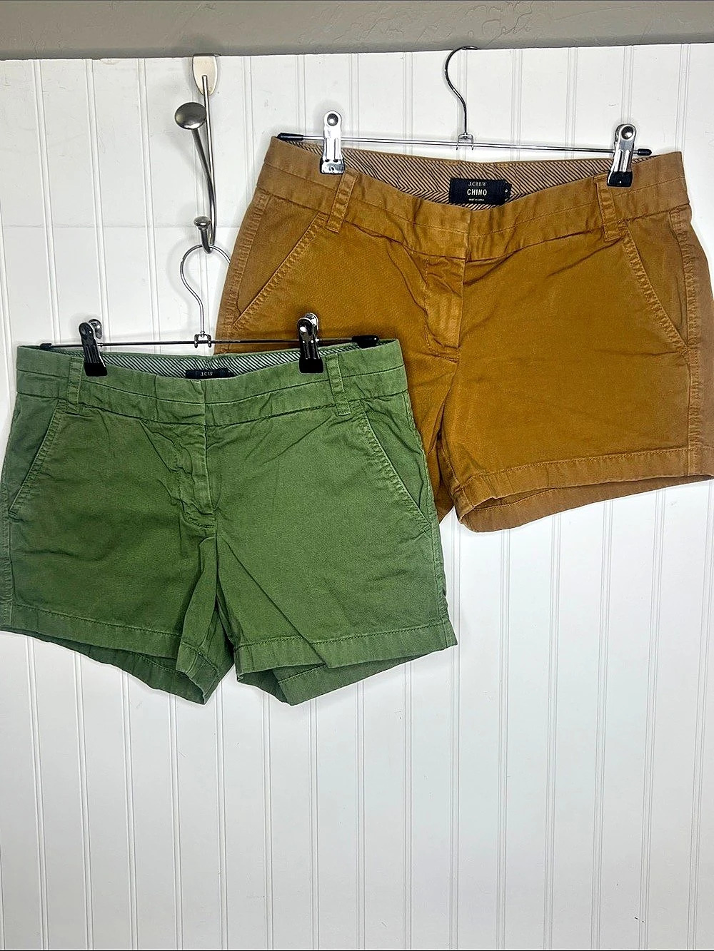 J.Crew Chino Cotton Shorts 2 Pair Brown & Green Size 6